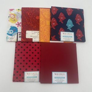 6 different Fat Quarters 18X21 fat Quarters Fabric crafting fish orange red bird